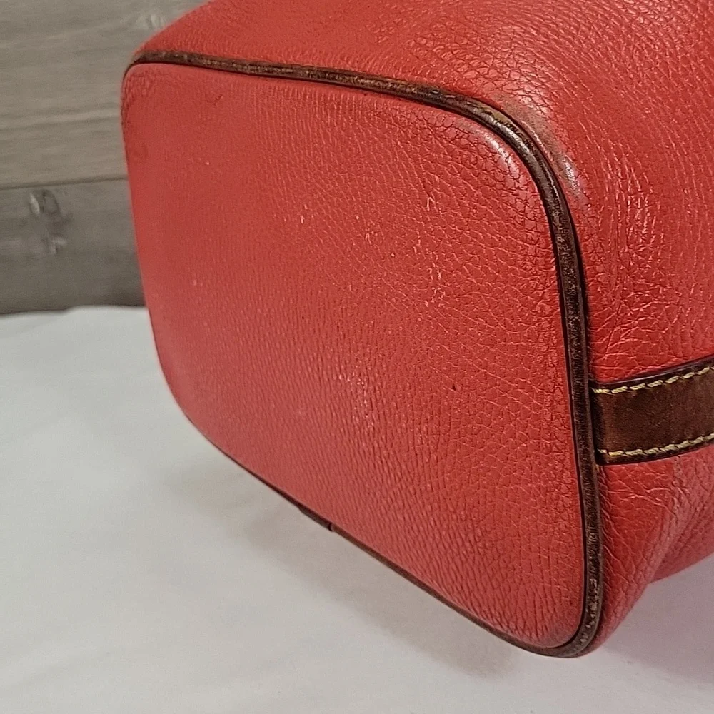 Vintage Dooney & Bourke Red Pebble Leather Drawstring Shoulder Bag